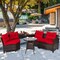 Costway 4PCS Outdoor Patio Rattan Furniture Set Cushioned Sofa Table Turquoise\Black\Navy\Red